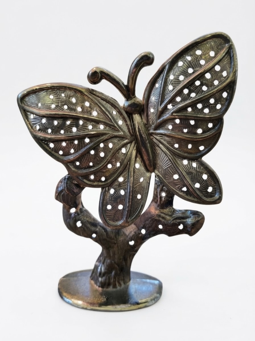 Vintage Elegance Silver Plated Butterfly Earring Tree Holder Stand Metal Jewelry